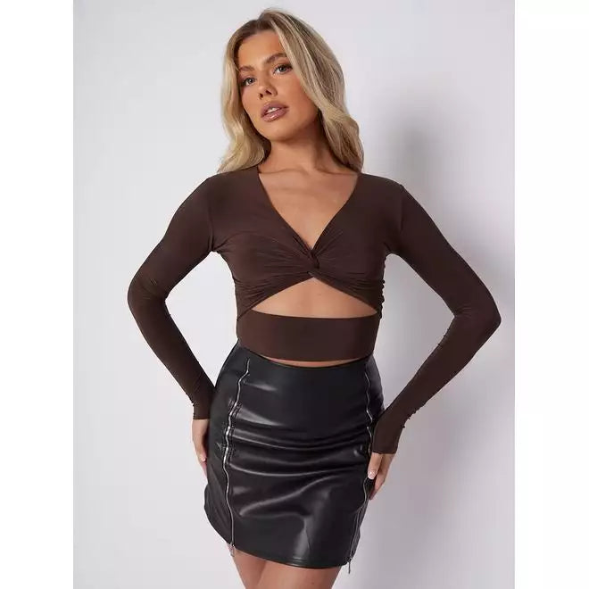 Twist Knot Cut Out Crop Top