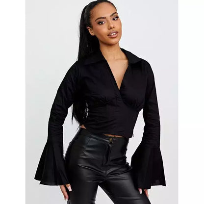 Corset Style Top With Bell Sleeves