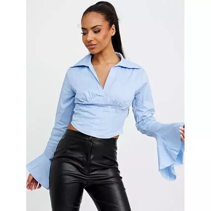 Checked Wrap Front Tie Knot Top