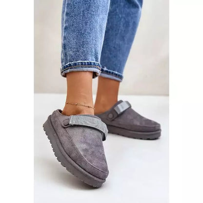 Faux suede strappy mule slippers