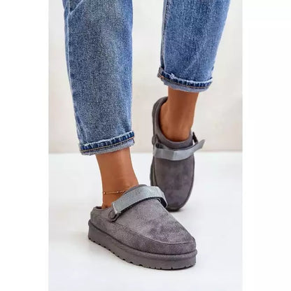 Faux suede strappy mule slippers