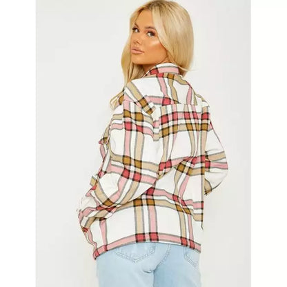 Classic Thick Colour Block Checked Shirt Jacket Shacket