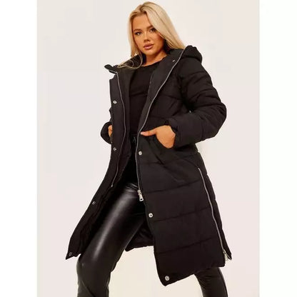 Long Sleeves Longline Padded Hooded Coat
