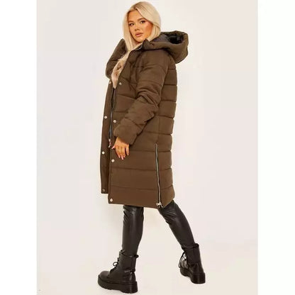 Long Sleeves Longline Padded Hooded Coat
