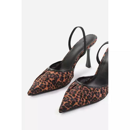 leopard satin heels