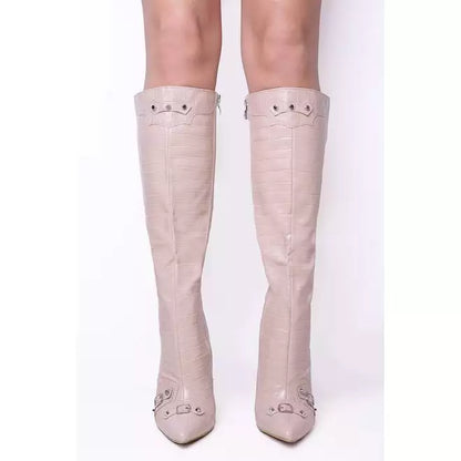 Croc Calf High Heel Boots