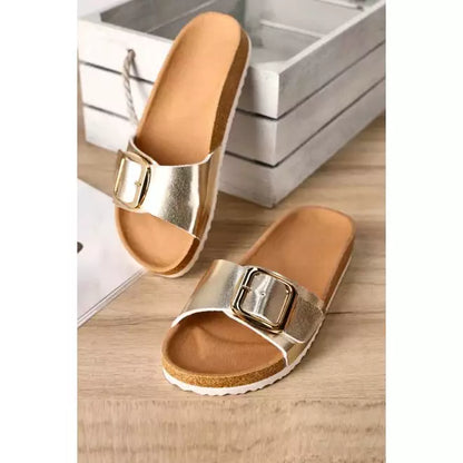OVERSIZED BUCKLE SOFT FOOTBED SANDALS