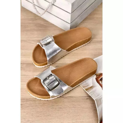 OVERSIZED BUCKLE SOFT FOOTBED SANDALS