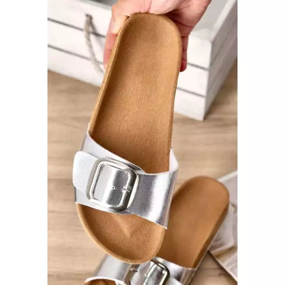 OVERSIZED BUCKLE SOFT FOOTBED SANDALS