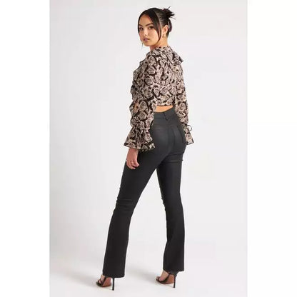 Floral Lattice Front Ruffle Top