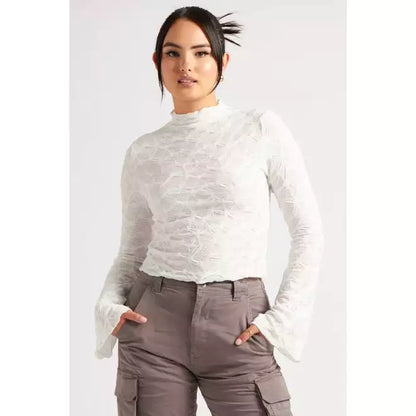 Textured Flared Sleeve Top
