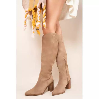 High Block Heel Boots with Side Zip Closure