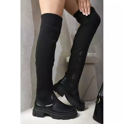 Platform Over The Knee Chunky Boots