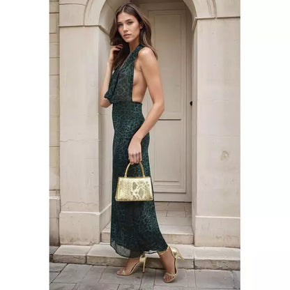 Cowl Neck Backless Maxi Dress