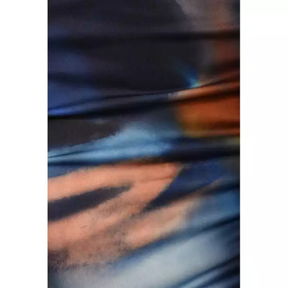 Printed Long Sleeve Ruched Midi Dress