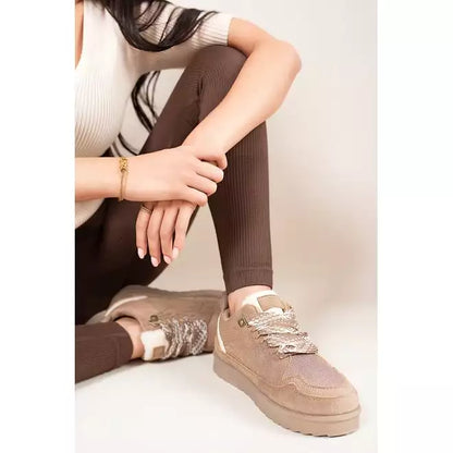 Lace Up Faux Fur Trainers