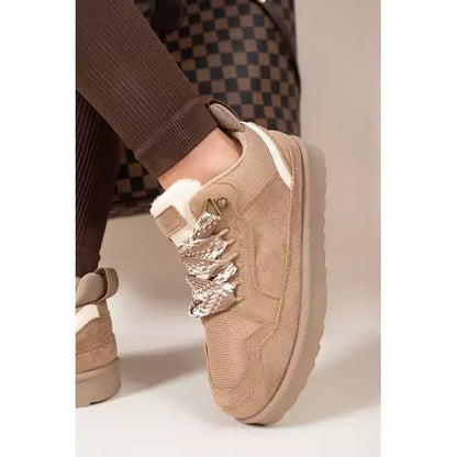 Lace Up Faux Fur Trainers