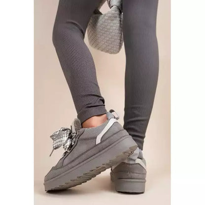 Lace Up Faux Fur Trainers