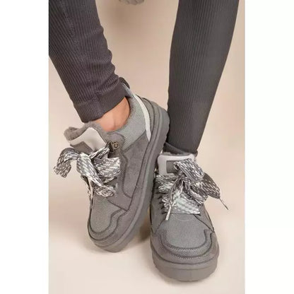 Lace Up Faux Fur Trainers