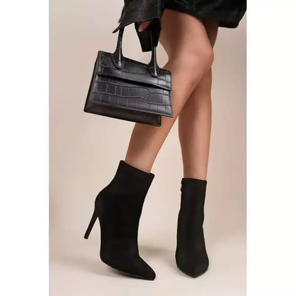 Toe High Heel Ankle Boots with Side Zip