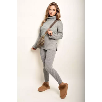 Knitted High Roll Neck Top Bottom