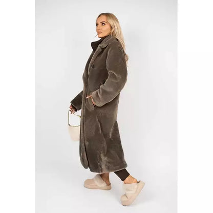 Double Breasted Faux Fur Coat with Lapel Collar