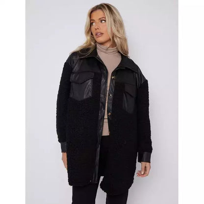 Oversized Faux Leather Borg Shacket