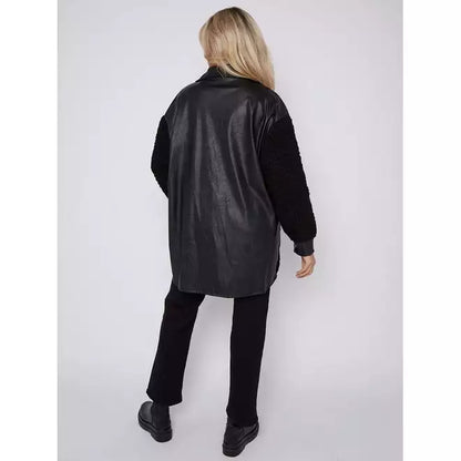 Oversized Faux Leather Borg Shacket