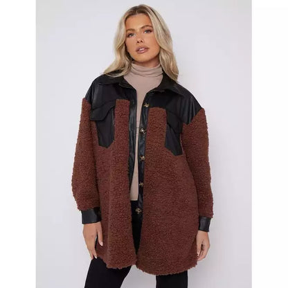 Oversized Faux Leather Borg Shacket