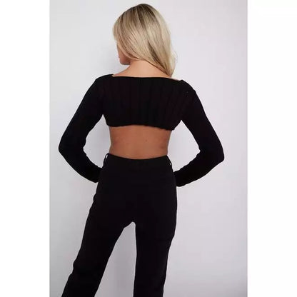 Asymmetric Hem Ribbed Knit Crop Top