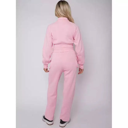 Fleece Velcro utility crop top and trousers co-ord