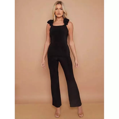 Ruched straps top and trousers co-ord