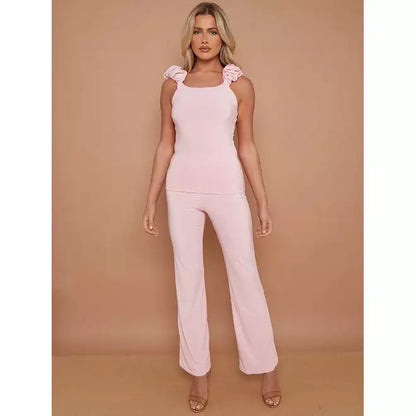 Ruched straps top and trousers co-ord
