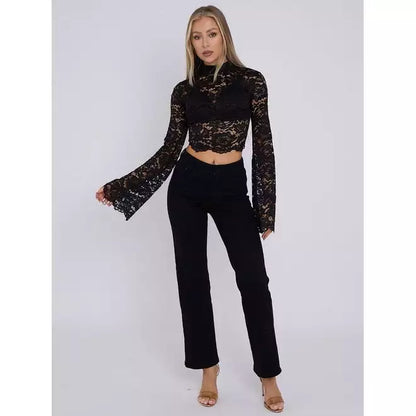 Padded Bust Lace Detail Crop Top