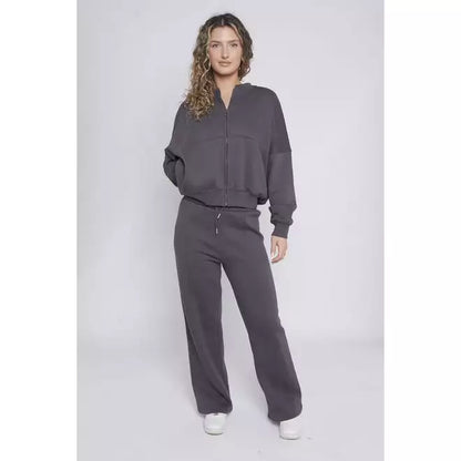 Oversized Bomber Style Fleece Zipper Co-ord