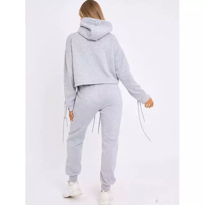 Eyelet lace up jogger fleece co-ord