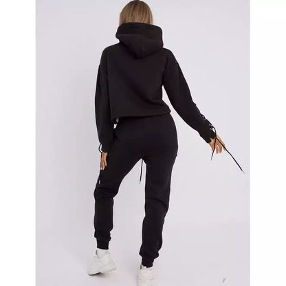 Eyelet lace up jogger fleece co-ord