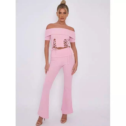 Lace up ribbed co-ord