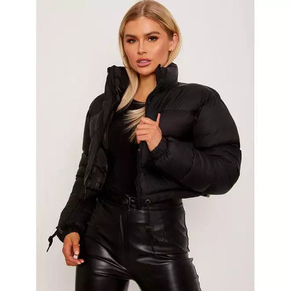 New Cropped Puffer Jacket-Stone