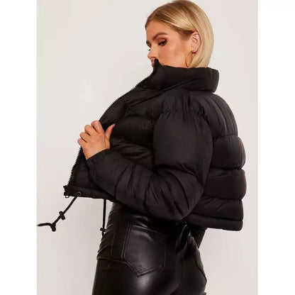 New Cropped Puffer Jacket-Stone