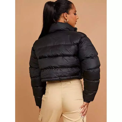 NYC Embroidered Cropped Puffer Jacket