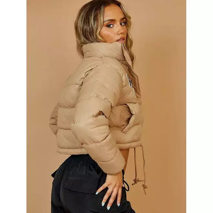 NYC Embroidered Cropped Puffer Jacket