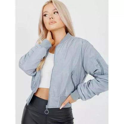 Pull-Ring Zip-Up Bomber Jacket