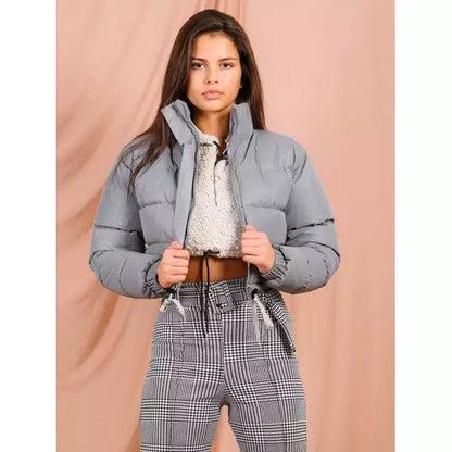 Reflective Cropped Puffer Jacket