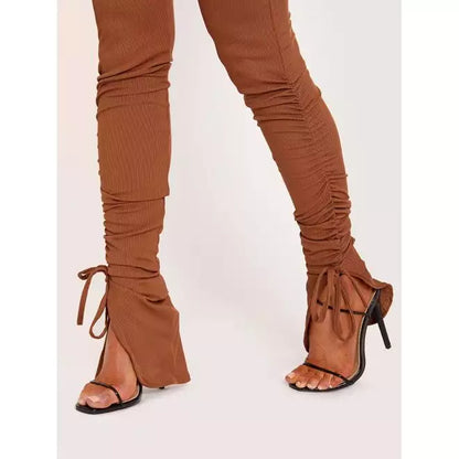 Ribbed crop top and trouser co-ord