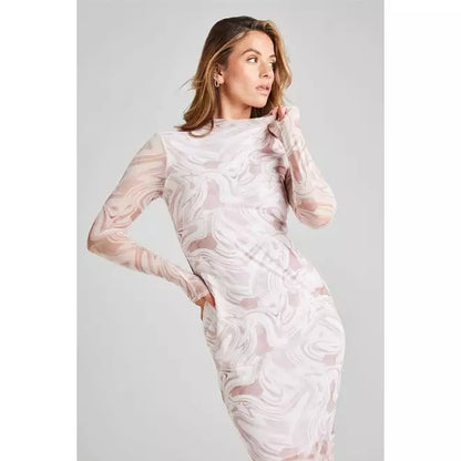 Swirl Print Midi Dress