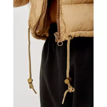 New Cropped Puffer Jacket-Stone