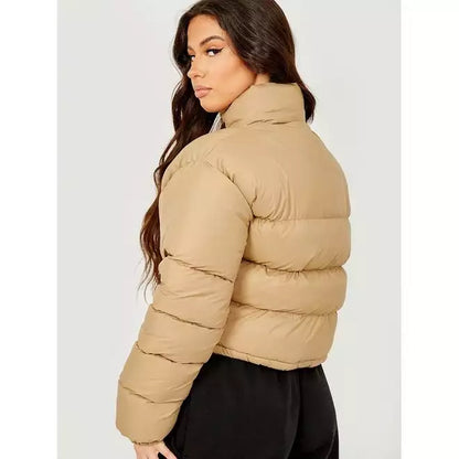New Cropped Puffer Jacket-Stone