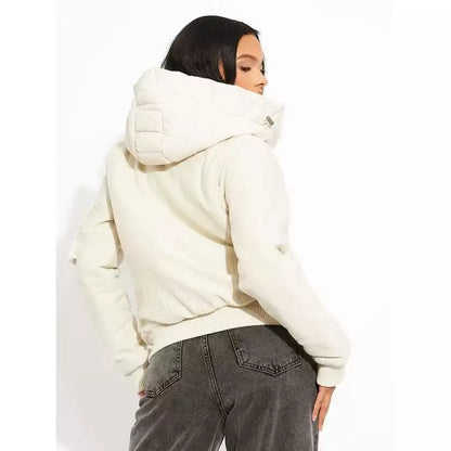 Puffer Bomber Jacket with Ribbed Sleeves