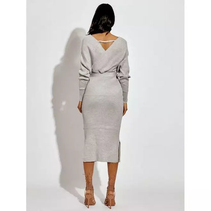 Wrap Front & Back Midi Dress With Belt